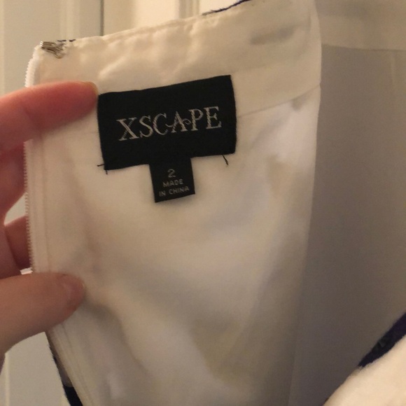 Navy and White Floral Prom Dress - Picture 7 of 8